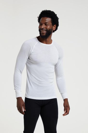 Buy Mountain Warehouse White Merino Mens Round Neck Thermal Top