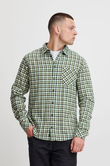 Blend Green Checked Casual Long Sleeve Shirt