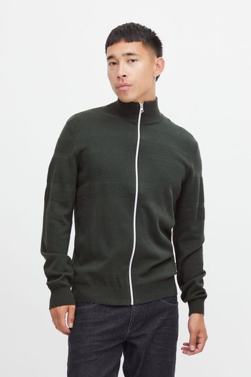 Blend Green Zip Through Funnel Neck Knit Jacket