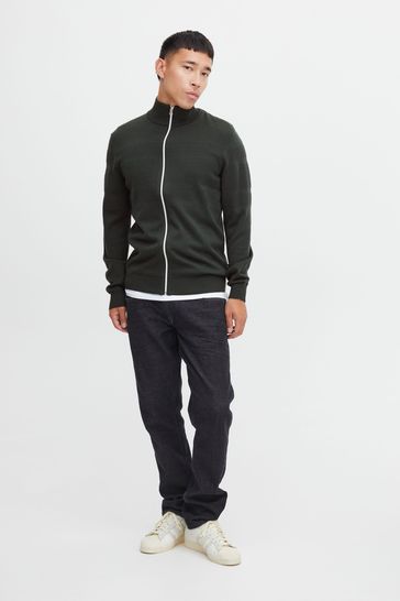 Blend Green Zip Through Funnel Neck Knit Jacket