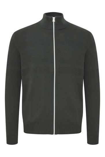 Blend Green Zip Through Funnel Neck Knit Jacket