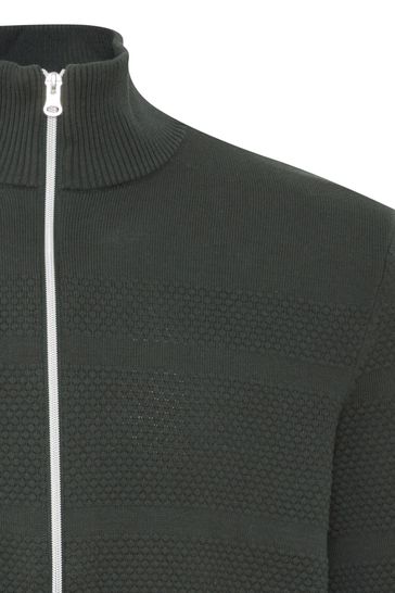 Blend Green Zip Through Funnel Neck Knit Jacket