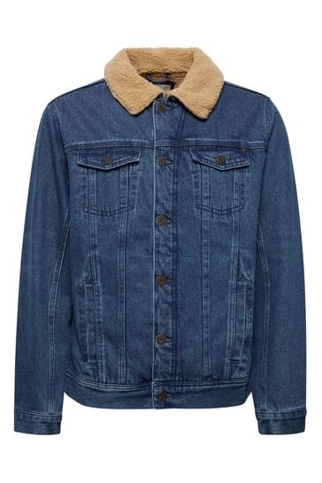 Denim jacket clearance with fleece collar