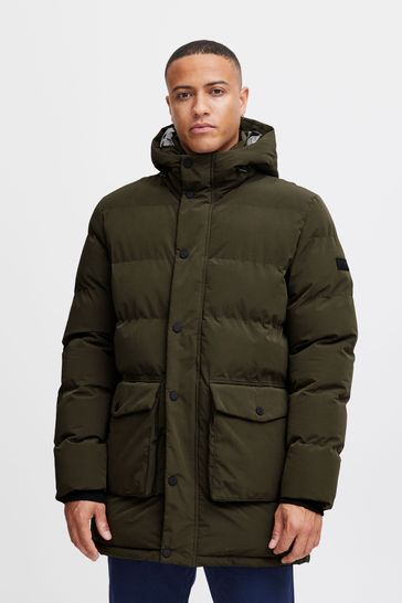 Blend Green Quilted Parka Jacket with Hood