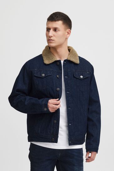 Blend Blue Denim Jacket with Fleece Collar