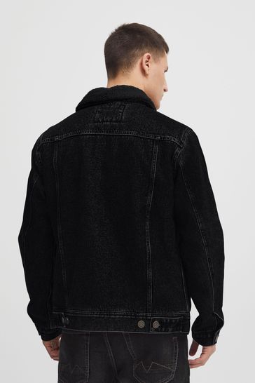 Fleece denim deals jacket black