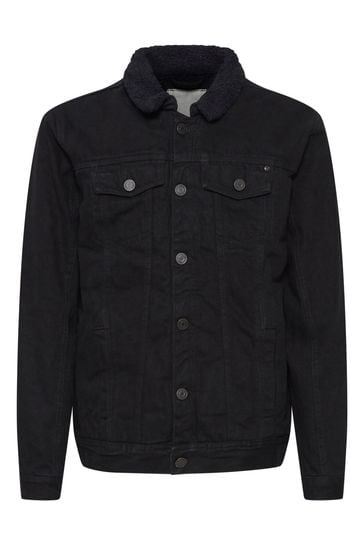 Black denim jacket sherpa collar 2025
