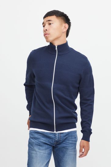 Buy Blend Blue Zip Through Funnel Neck Knit Cardigan from Next