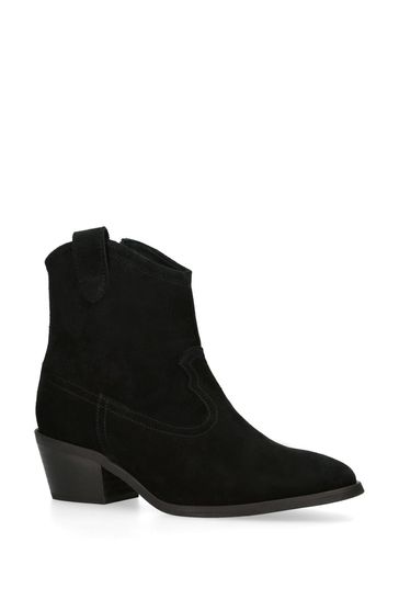 Kurt geiger black leather western heeled ankle boots hot sale