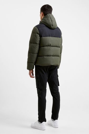 Buy French Connection Black Khaki Green Mid Length Row Panel Hooded Jacket from Next Bahrain