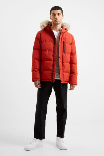 French Connection Burnt Orange Mid Length Row Parka