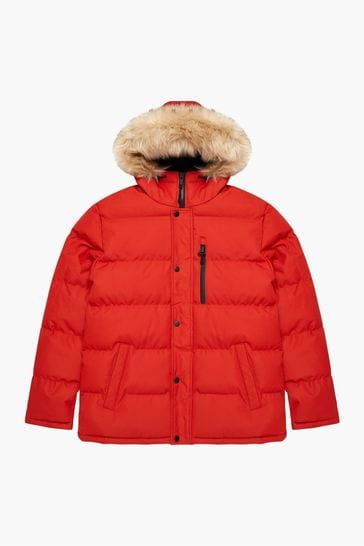 Mens orange parka with fur hood online