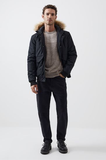 French connection faux fur hood flight jacket hot sale