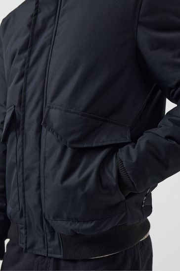 French Connection Faux Fur Trim Short Length Black Jacket