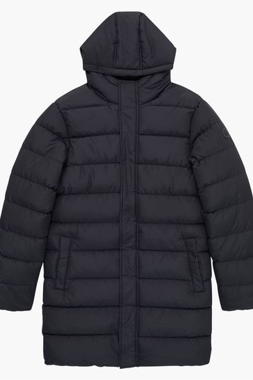 French Connection Black Row Long Length Parka Coat