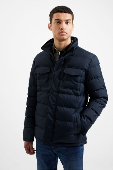 French connection mens row 2 hooded jacket marine top