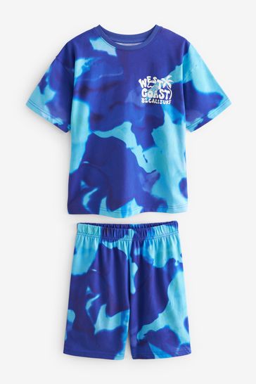 Blue Tie Dye Surf Single Short Pyjamas (3-16yrs)