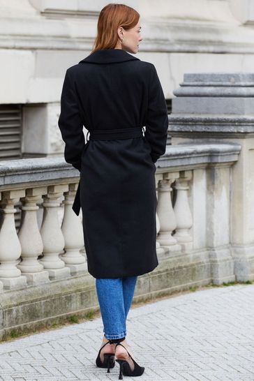Threadbare Black Ladies Formal Belted Coat