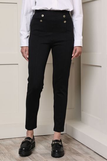 Buy Threadbare Black Slim Fit Ladies Military Button Stretch Ponte