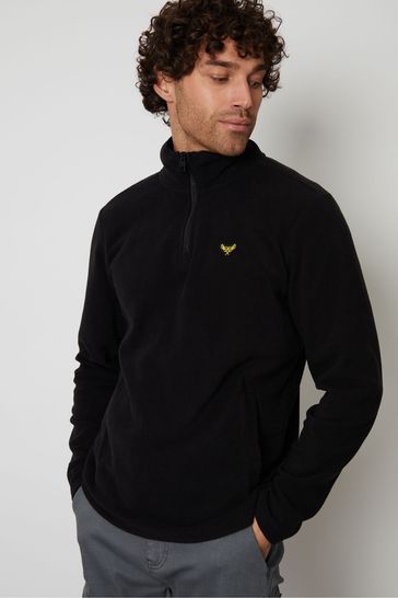 Threadbare Black 1/4 Zip Fleece Sweatshirt