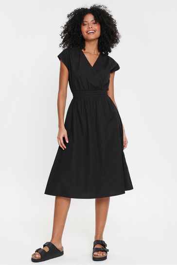 Black cotton best sale wrap dress