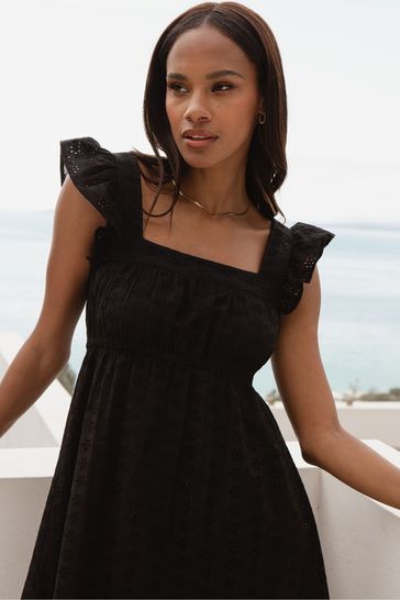 Black smocked dress hotsell