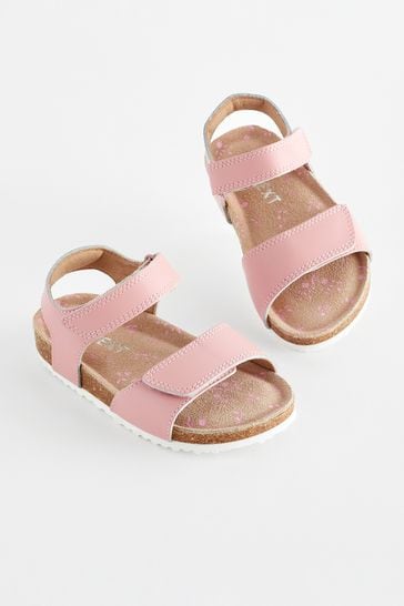 Pink Wide Fit (G) Leather Corkbed Sandals