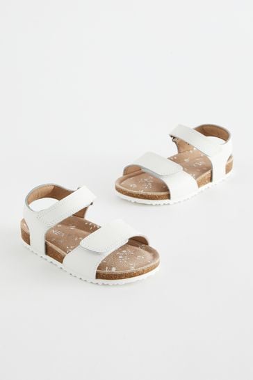 White Wide Fit (G) Leather Corkbed Sandals