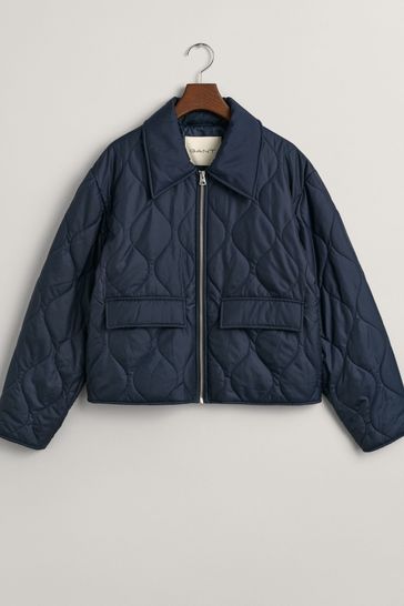 Buy GANT Blue Collared Quilted Water Repellent Jacket from Next