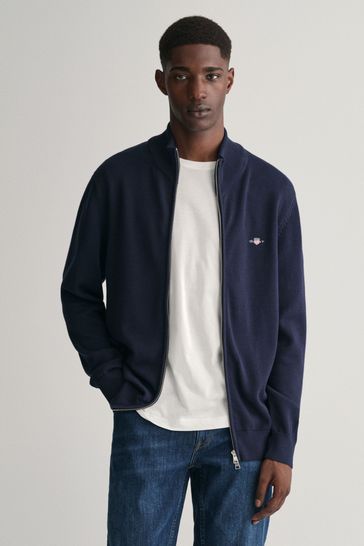 GANT Blue Casual Cotton Zip Cardigan