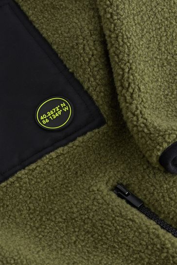 Buy Khaki Green Zip Through Borg Fleece 3 16yrs from Next Bahrain