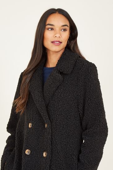 Buy Yumi Black Teddy Bear Coat from Next Luxembourg