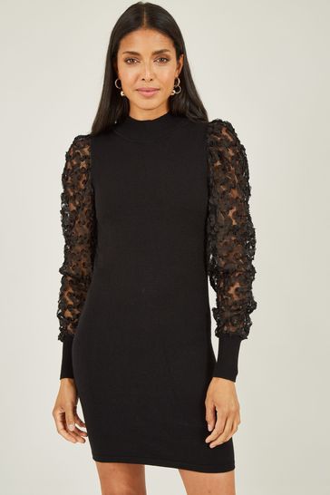 Mesh sleeve sale bodycon dress