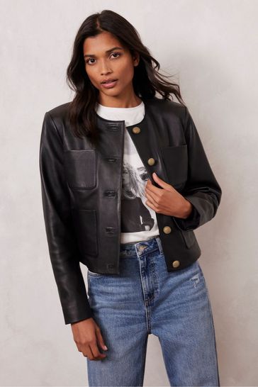 Mint velvet discount black leather jacket