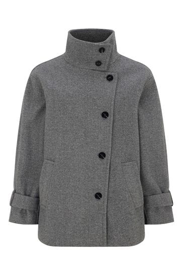Mint velvet clove funnel neck boucle coat top
