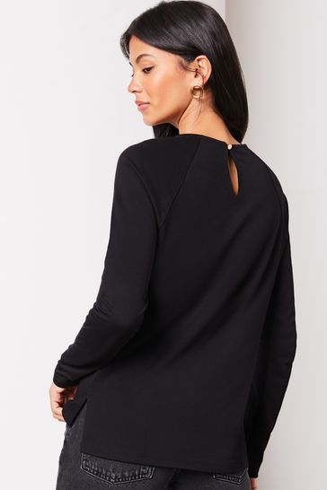 Black round neck cheap long sleeve top