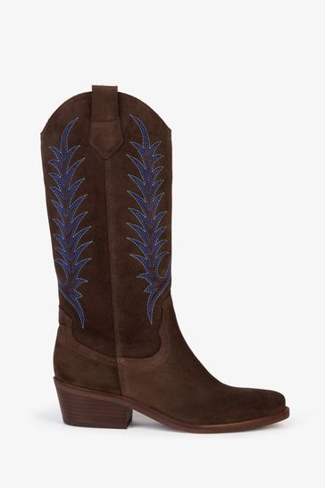 Penelope Chilvers Goldie Embroidered Cowboy Brown Boots