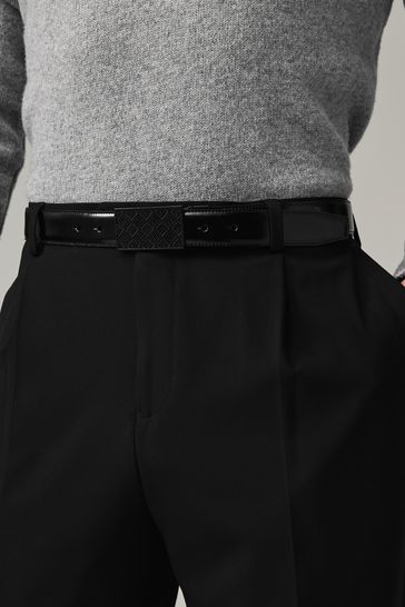 Black Reversible Plaque Buckle Belt