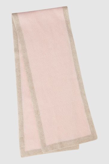 Reiss Pink Harper Wool Ribbed Scarf