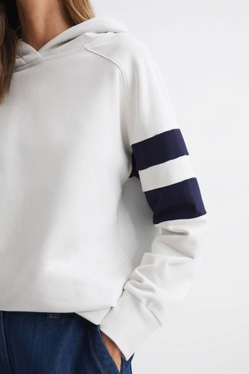 Navy and white striped hoodie hot sale