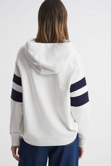 Buy Reiss Neutral Navy Dee Cotton Blend Striped Hoodie from Next