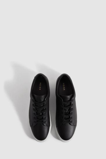 Buy Reiss Black Luca Grained Leather Trainers from Next United