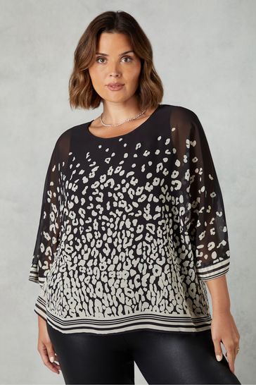 Live Unlimited Curve Leopard Print Chiffon Overlay Top
