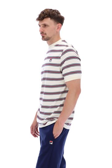 Buy Fila White Bruno Ringer T Shirt With Yarn Dye Heritage Stripe