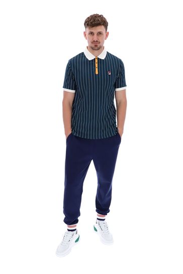 Fila Blue Bb1 Classic Vintage Striped Polo Shirt