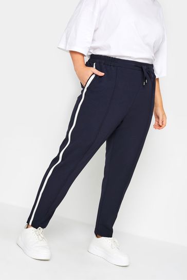 Yours Curve Blue Side Stripe Joggers Trousers