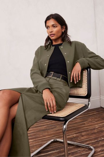 Khaki cropped bomber jacket