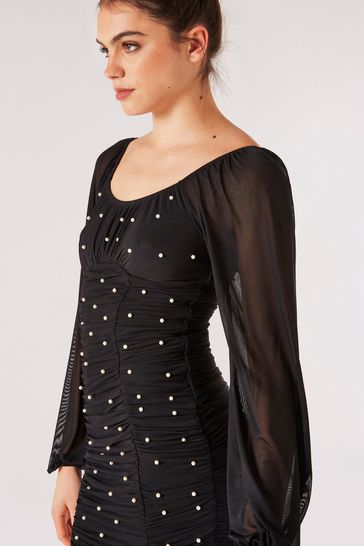 Mesh pearl dress deals