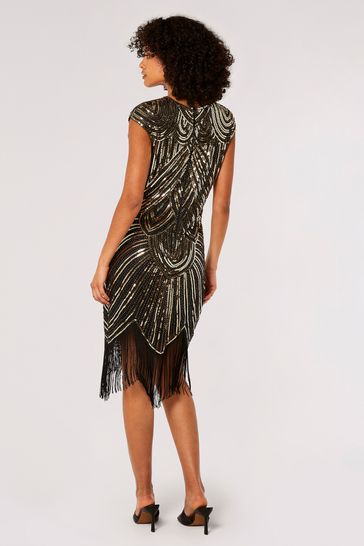 Apricot black hotsell sequin dress