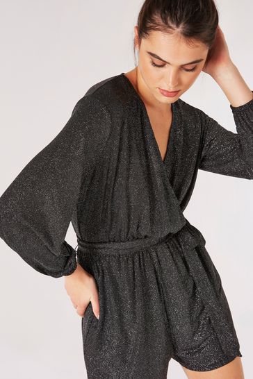 Black glitter playsuit new arrivals